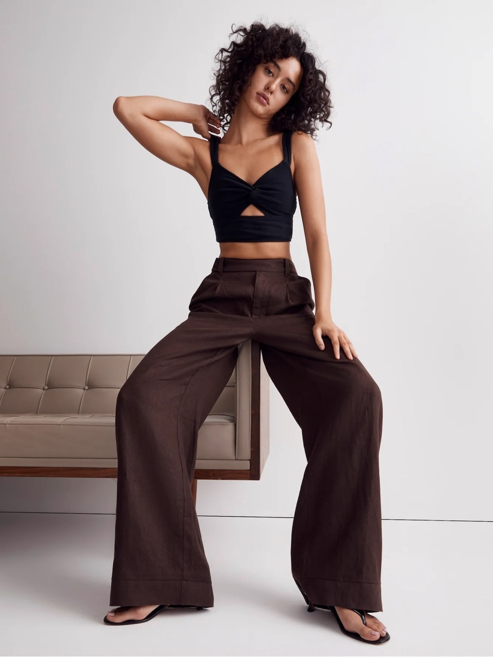 NWT Madewell Cutout Knot-Front Crop Tank Top | Size Large
